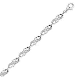 Sterling Silver Infinity Design Diamond Accented Women's Fancy Bracelet