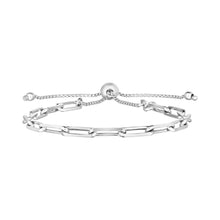 Load image into Gallery viewer, Sterling Silver Paperclip Chain Adjustable Bracelet