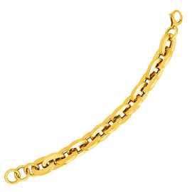 Yellow Gold 14k Large Flat Women's Link Bracelet