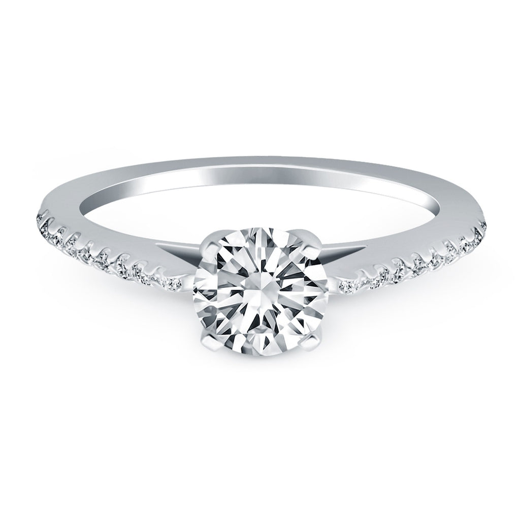 White Gold 14k Micro Prong Diamond Cathedral Engagement Ring