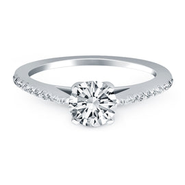 White Gold 14k Micro Prong Diamond Cathedral Engagement Ring