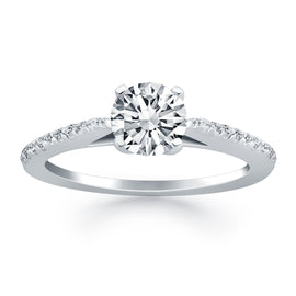 White Gold 14k Micro Prong Diamond Cathedral Engagement Ring