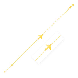 Yellow Gold 14k Airplane Women's Fancy Bracelet