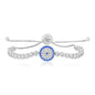 Sterling Silver Adjustable Enameled Eye Women's Motif Bracelet with Cubic Zirconias