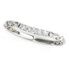 White Gold 14k Antique Style Curved Diamond Wedding Ring