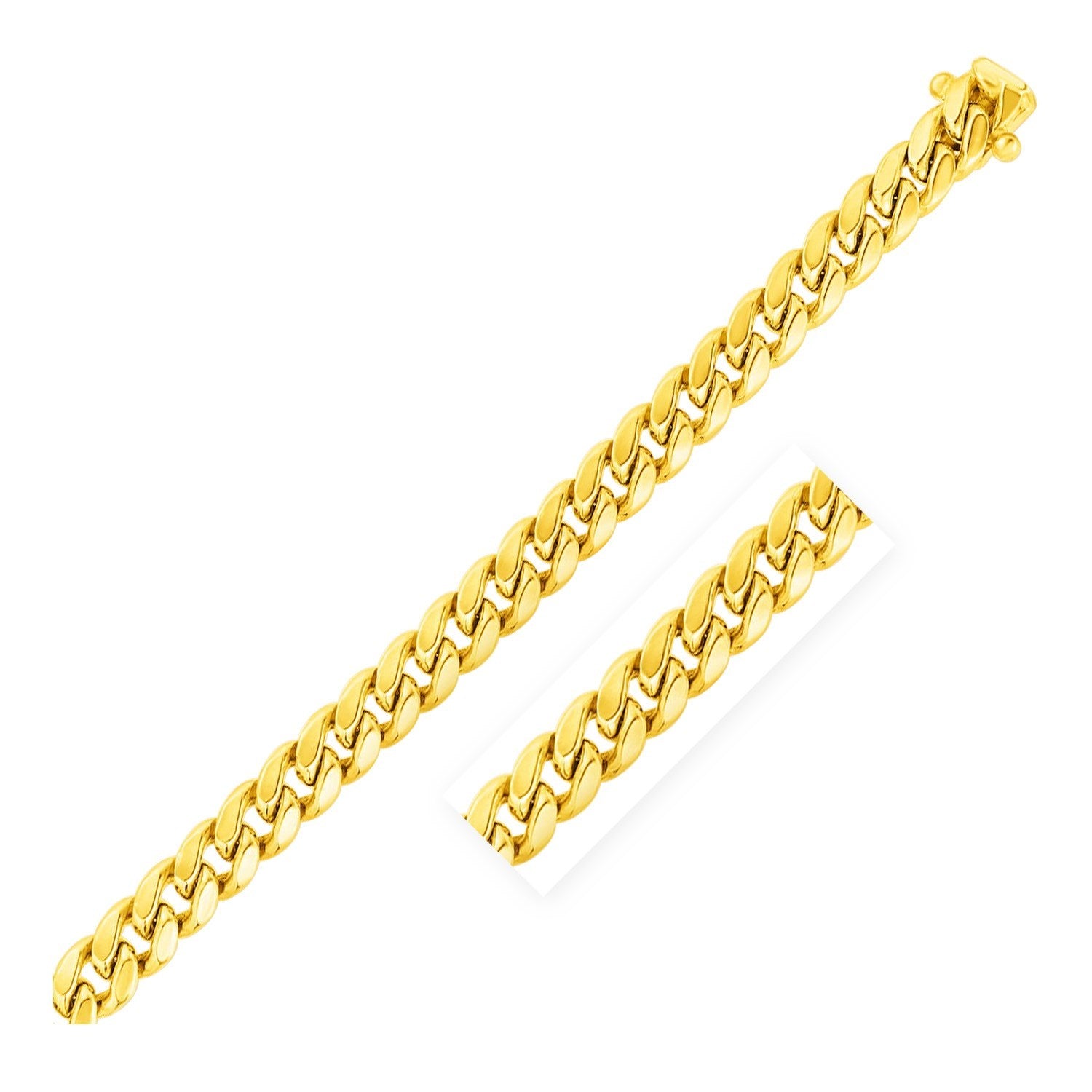Yellow Gold 10k 9.15mm Semi Solid Miami Cuban Chain