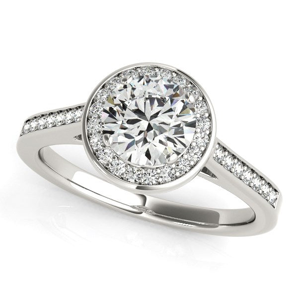 White Gold 14k Halo Round Diamond Engagement Ring