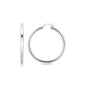 Sterling Silver Rhodium 40mm Plated Thick Large Polished Design Hoop Earrings with Snap Lock