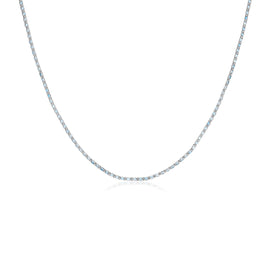 Sterling Silver 18 inch Pale Blue Women's Cubic Zirconias Necklace