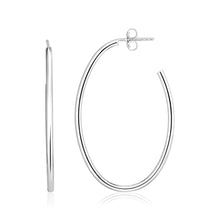 Load image into Gallery viewer, Sterling Silver Polished Oval Hoop Earrings