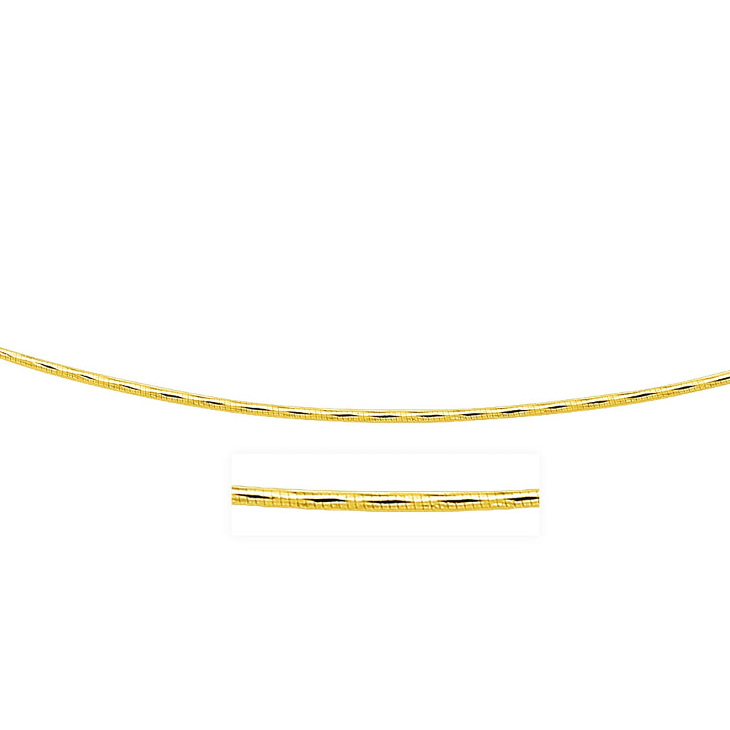 Yellow Gold 14k Round Women's Omega Necklace with Diamond Cuts 1.5 mm