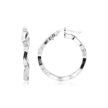 Load image into Gallery viewer, Sterling Silver Round Polished Wavy Profile Hoop Earrings