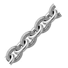 Load image into Gallery viewer, Sterling Silver Rhodium Plated Diamond Cut Cable Style Chain Women&#39;s Fancy Bracelet