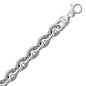 Sterling Silver Rhodium Plated Diamond Cut Cable Style Chain Women's Fancy Bracelet