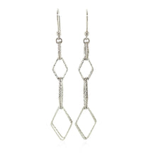 Load image into Gallery viewer, Sterling Silver Textured Interlocking Diamond Motif Dangling Earrings