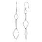 Sterling Silver Textured Interlocking Diamond Motif Dangling Earrings