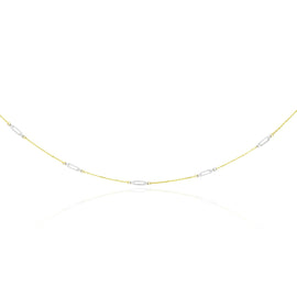 Two-Tone Gold 14k Long Open Oval Station Women's Chain Necklace