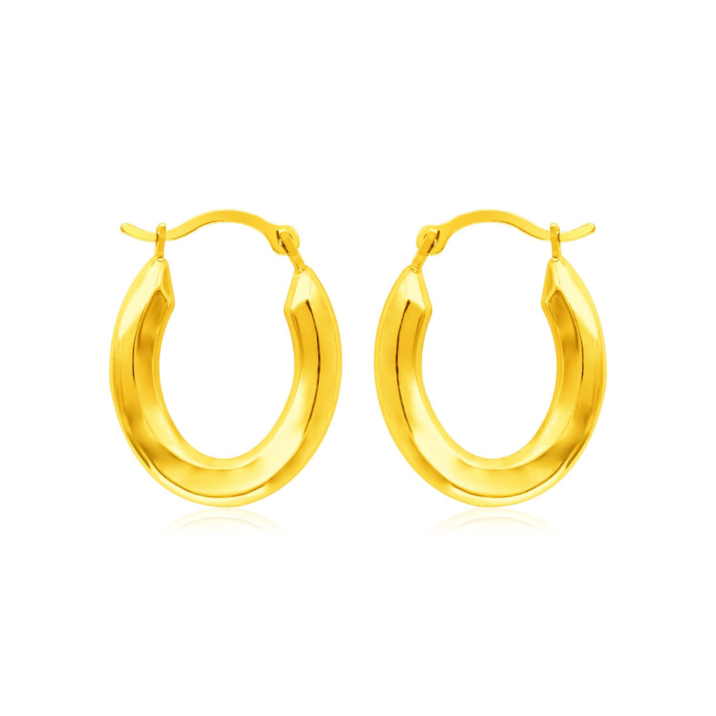 Yellow Gold 14k Polished Oval Hoop Earrings in Hinged Snap Back