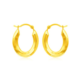 Yellow Gold 14k Polished Oval Hoop Earrings in Hinged Snap Back