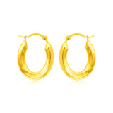 Yellow Gold 14k Polished Oval Hoop Earrings in Hinged Snap Back