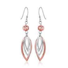 Load image into Gallery viewer, Sterling Silver Rose Tone Cascading Open Marquis Drop Earrings