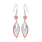 Sterling Silver Rose Tone Cascading Open Marquis Drop Earrings