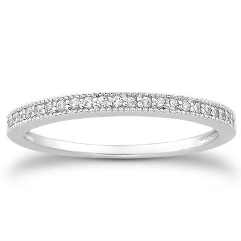 White Gold 14k Diamond Micro Pave Milgrain Diamond Wedding Ring