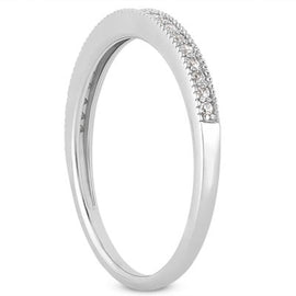 White Gold 14k Diamond Micro Pave Milgrain Diamond Wedding Ring