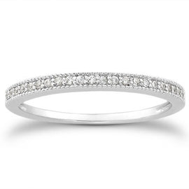 White Gold 14k Diamond Micro Pave Milgrain Diamond Wedding Ring