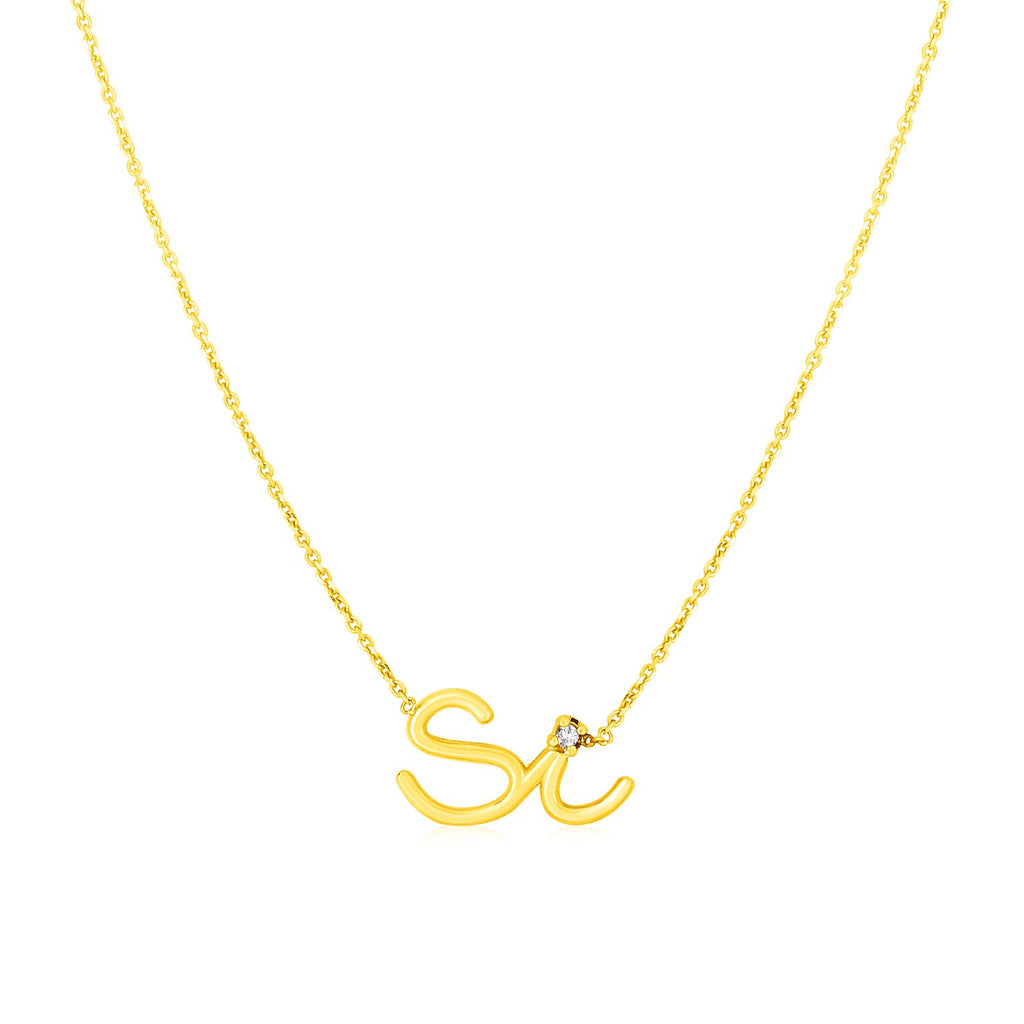 Yellow Gold 14k Si Women's Necklace with Diamond