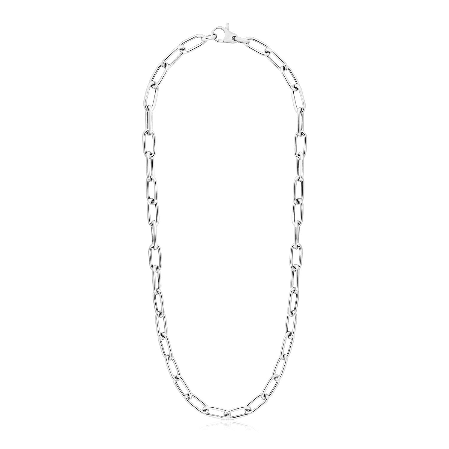 Sterling Silver Wide Paperclip Women's Chain Necklace