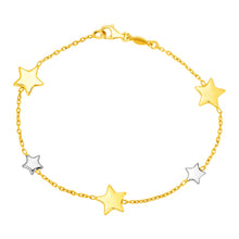 Load image into Gallery viewer, Two Tone Gold 14k Women&#39;s Fancy Bracelet with Polished Stars