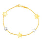 Two Tone Gold 14k Women's Fancy Bracelet with Polished Stars