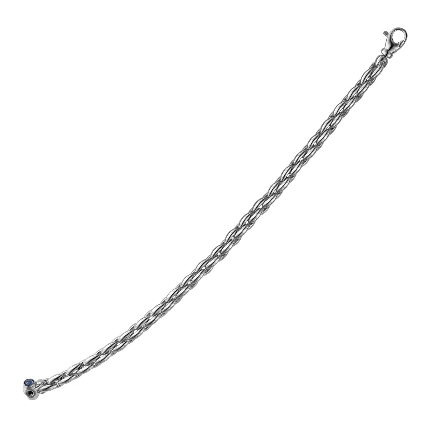 White Gold 14k 7 1/2 inch Oval Women's Link Bracelet with Sapphire