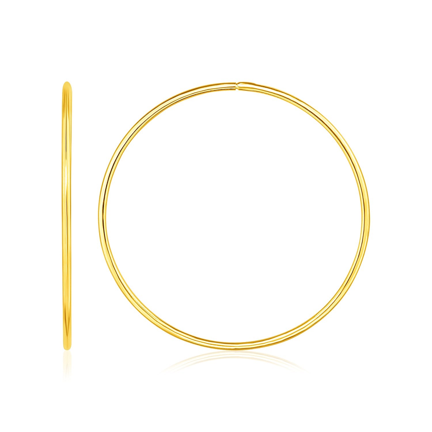 Yellow Gold 14k Endless Style Hoop Earrings in Hinged Snap Back