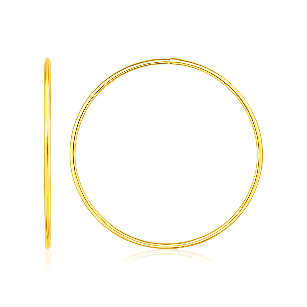 Yellow Gold 14k Endless Style Hoop Earrings in Hinged Snap Back