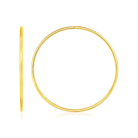 Yellow Gold 14k Endless Style Hoop Earrings in Hinged Snap Back