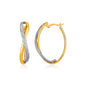 Two-Tone Gold 14k Twisted Style Multi-Textured Hoop Earrings in Hinged Snap Back