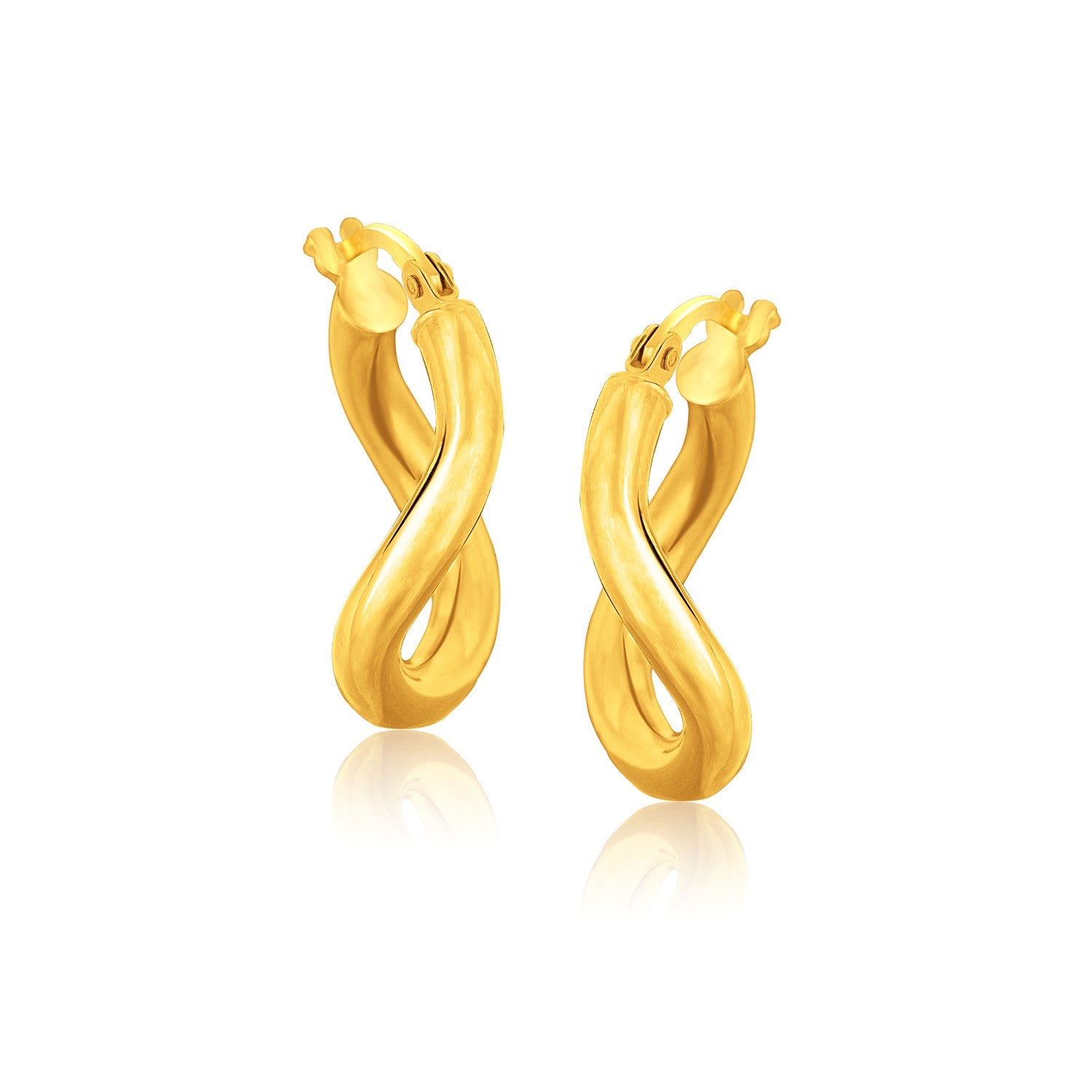 Yellow Gold 14k 5-8 inch Diameter Italian Twist Hoop Earrings with Snap Lock