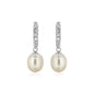 Sterling Silver Earrings with Freshwater Pearls and Cubic Zirconias