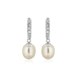 Sterling Silver Earrings with Freshwater Pearls and Cubic Zirconias