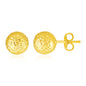 Yellow Gold 14k Ball with Classic Crystal Cut Texture Earrings