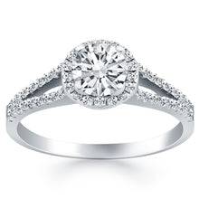 Load image into Gallery viewer, White Gold 14k Diamond Halo Split Shank Engagement Ring