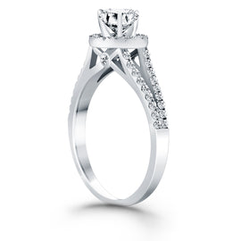 White Gold 14k Diamond Halo Split Shank Engagement Ring