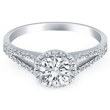 Load image into Gallery viewer, White Gold 14k Diamond Halo Split Shank Engagement Ring