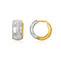 Two-Tone Gold 14k Diamond Cut and Interlaced Style Hoop Earrings with Snap Lock
