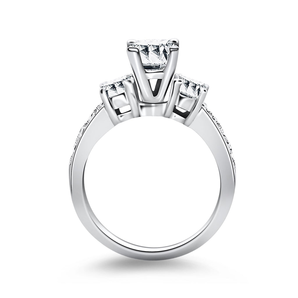 White Gold 14k Three Stone with Diamond Band Engagement Ring