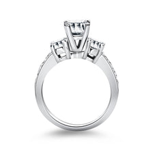 Load image into Gallery viewer, White Gold 14k Three Stone with Diamond Band Engagement Ring