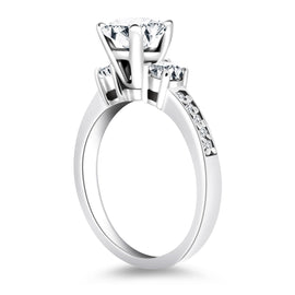 White Gold 14k Three Stone with Diamond Band Engagement Ring