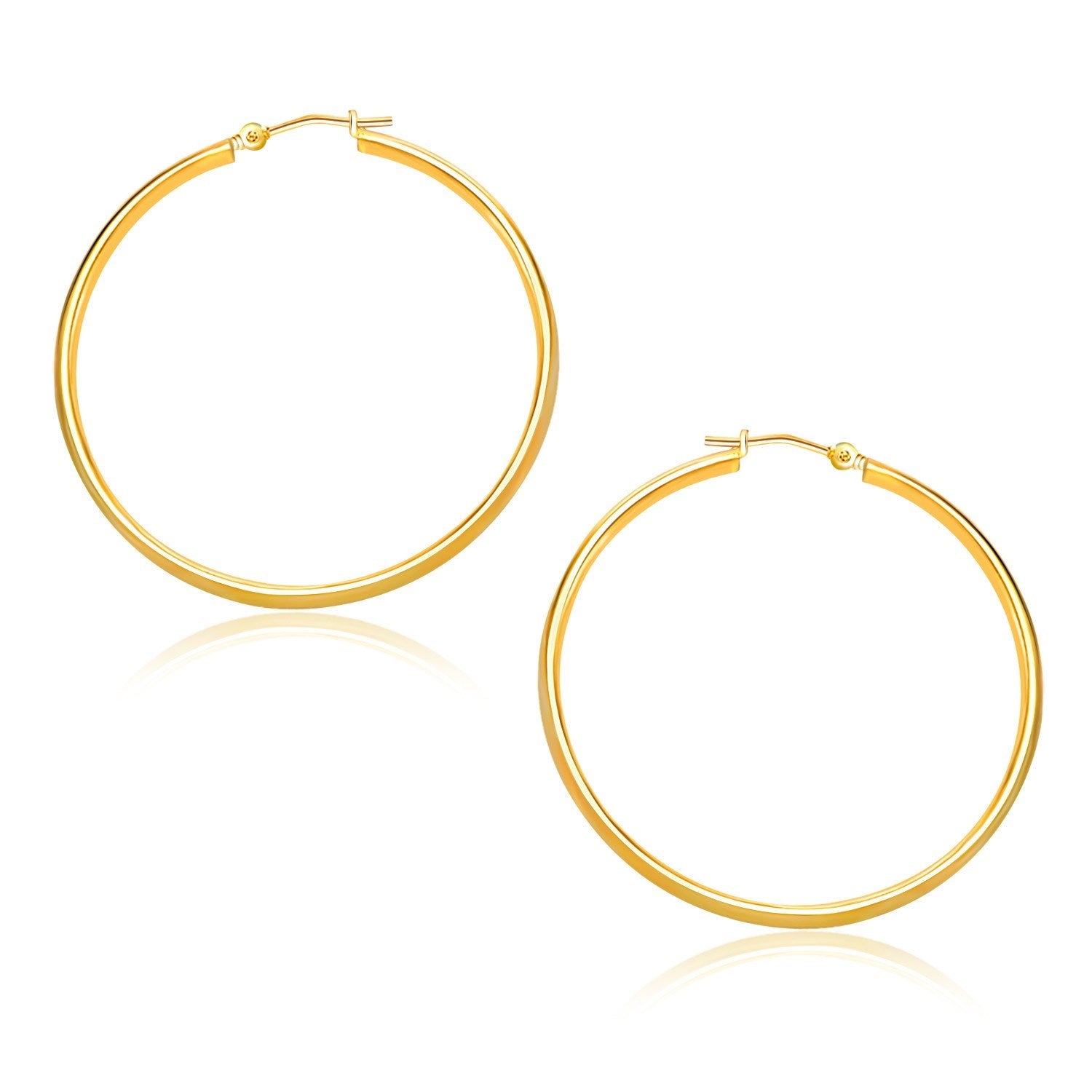 Yellow Gold 10k 30mm Polished Hoop Earrings with Snap Lock Backing